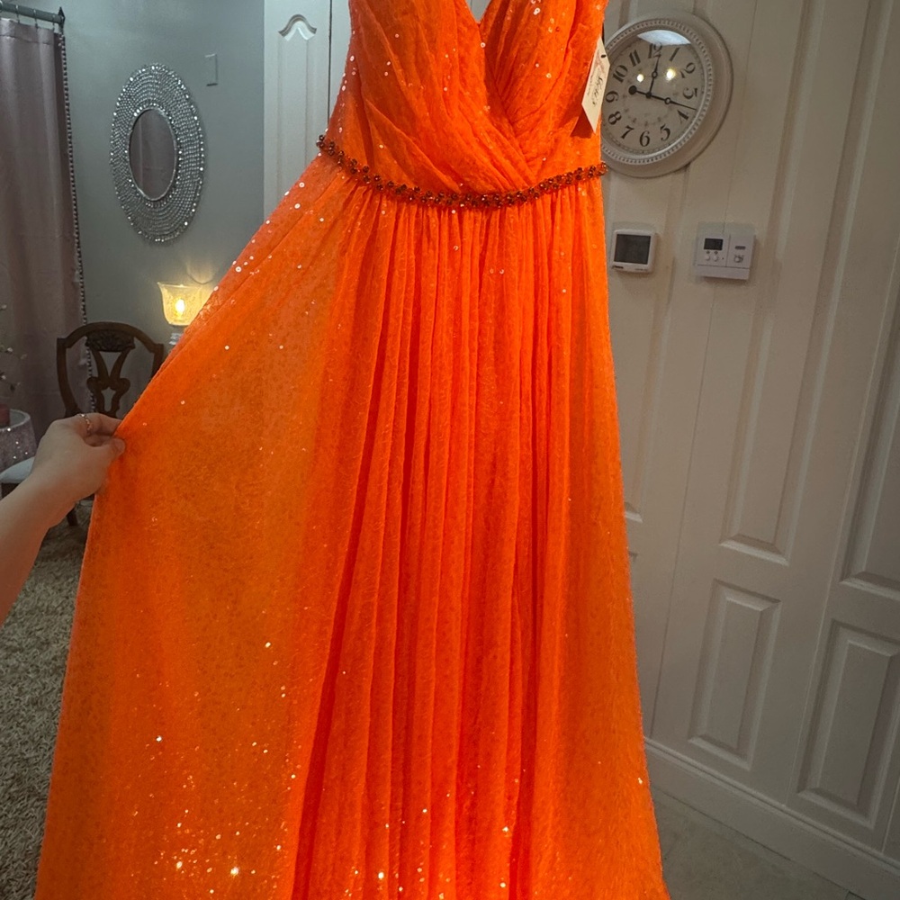 Stunning Orange Sequin Gown
